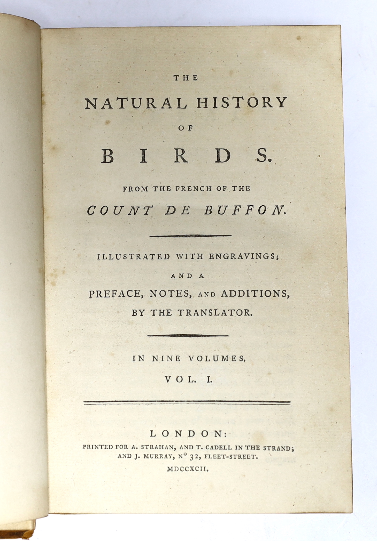 Buffon, George-Louis Leclerc, Comte de - The Natural History of Birds from the French of the Count de Buffon: illustrated with engravings; and a preface, notes, and additions by the translator [William Smellie], 6 vols.